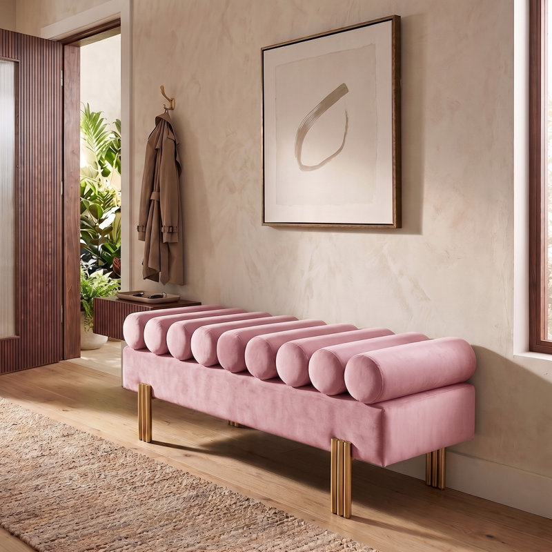 Banc de repose-pieds Modern Velvet, Rose