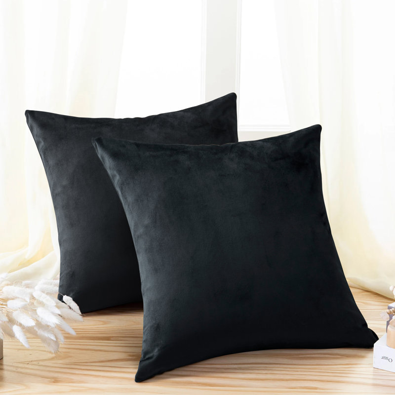 Retrospec Crushed Velvet Scatter Cushion Cover Set, Black