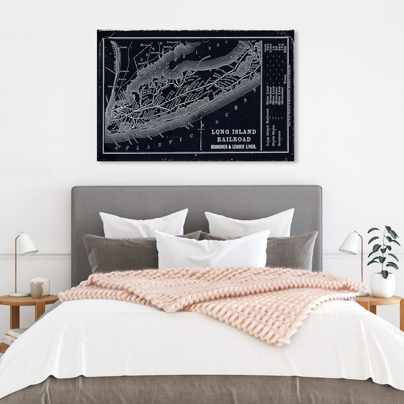 « long island rail map », impression sur toile, H 24 po x l 36 po x P 1,5 po