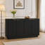 Buffet noir moderne avec rangement, grand buffet cannelé avec tablettes réglables, crédence, console d'appoint