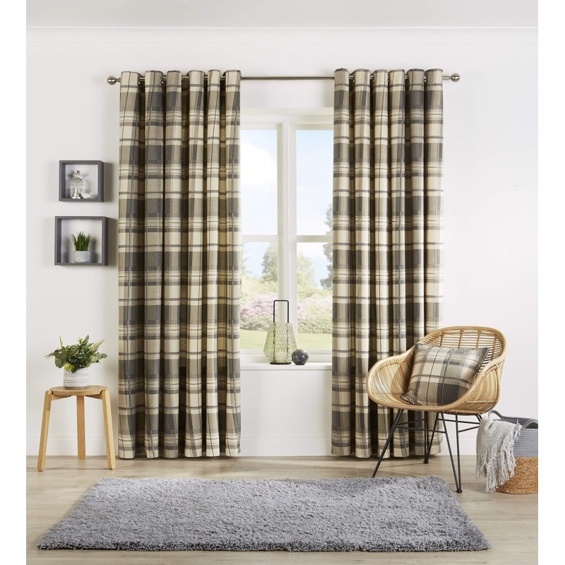Room Darkening Curtain Panel Pair, Grey, 137cm Width x 117cm Drop