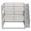 Lit superposé triple gris double avec escalier de rangement et cadre de conception séparé, matériau en pin, pour une utilisation familiale, construction, bon 3-129996419