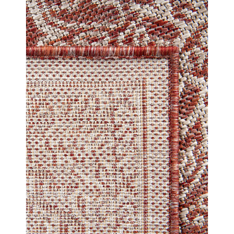 Cowger Oriental Red/White Indoor/Outdoor Area Rug, Square 7'10"