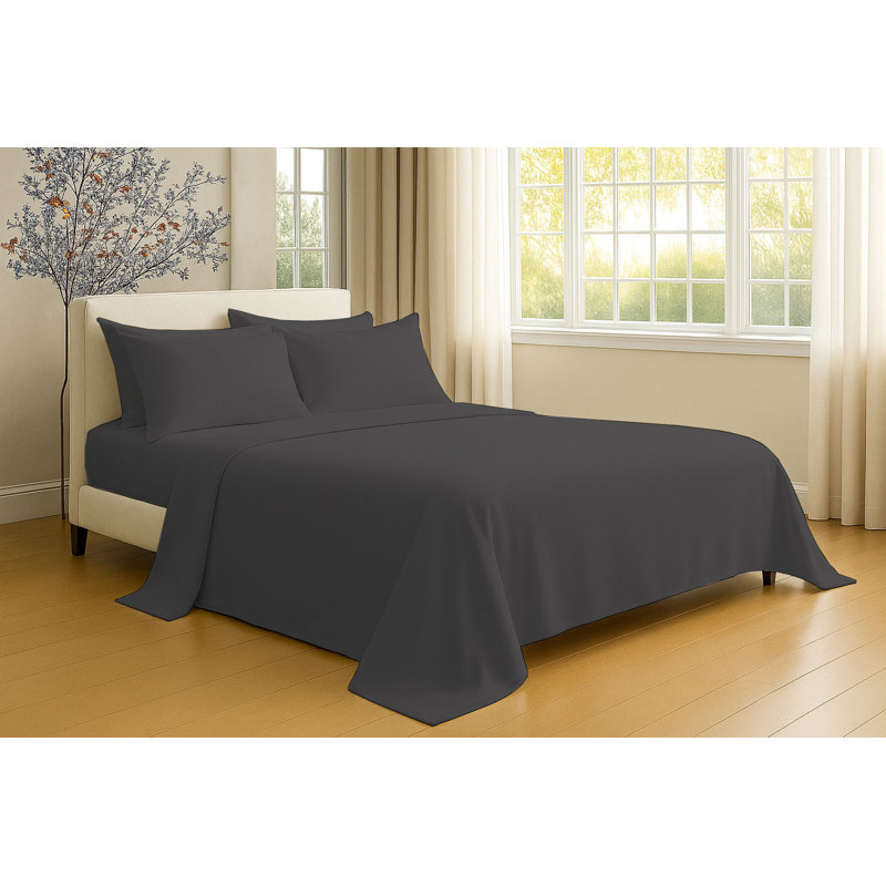 6-Piece Soft Microfiber Sheet Set, Dark Gray, Full Sheet Set with 4 Pillowcases