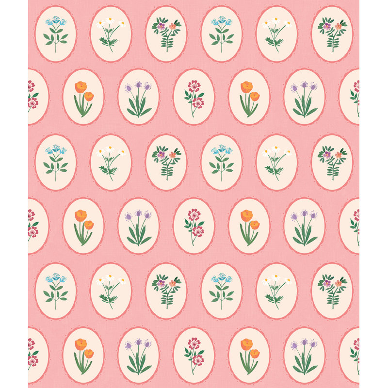 Papier peint adhésif à médaillons Heirloom, Rose