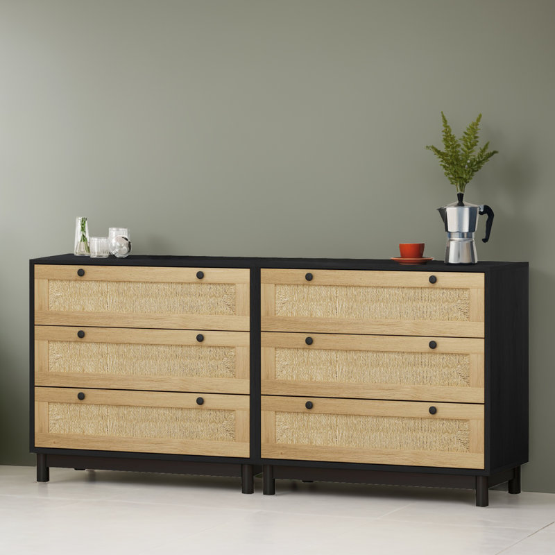 Commode à 3 tiroirs l 30,34 po Chelise, Noir, noir, noir, noir