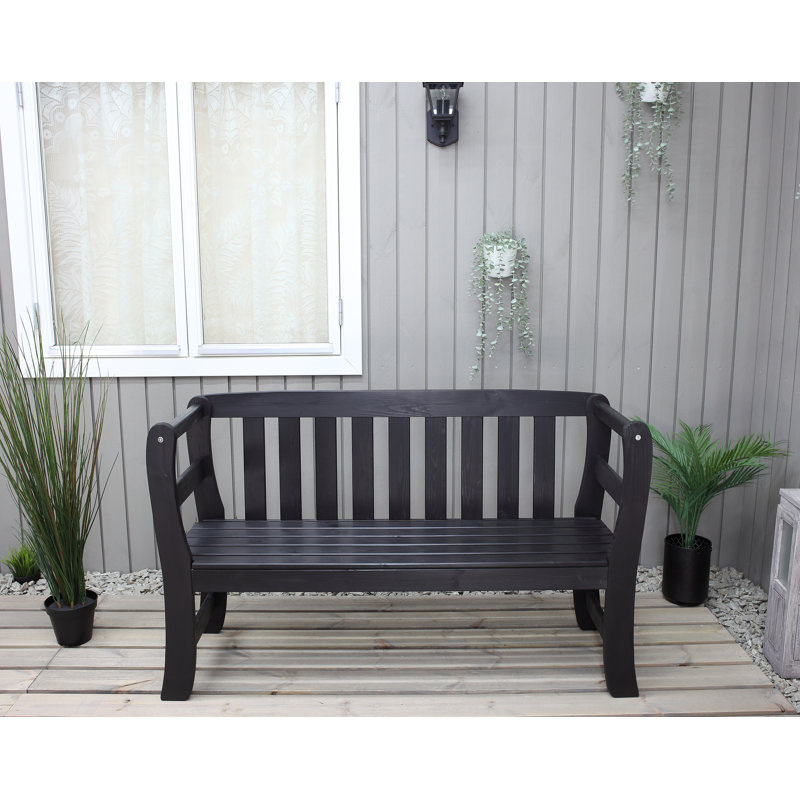 Clapen Solid Wood Pine Outdoor Bench, Dark Coffee