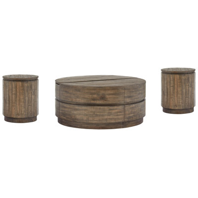 Beaston Round Lift Top Cocktail Table With 2 Accent End Table
