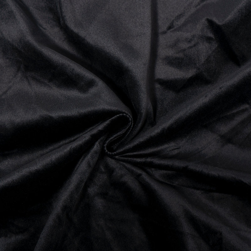 Très grand lit plateforme tapissier avec tête de lit en velours de forme spéciale, structure en métal et bois massif, noir