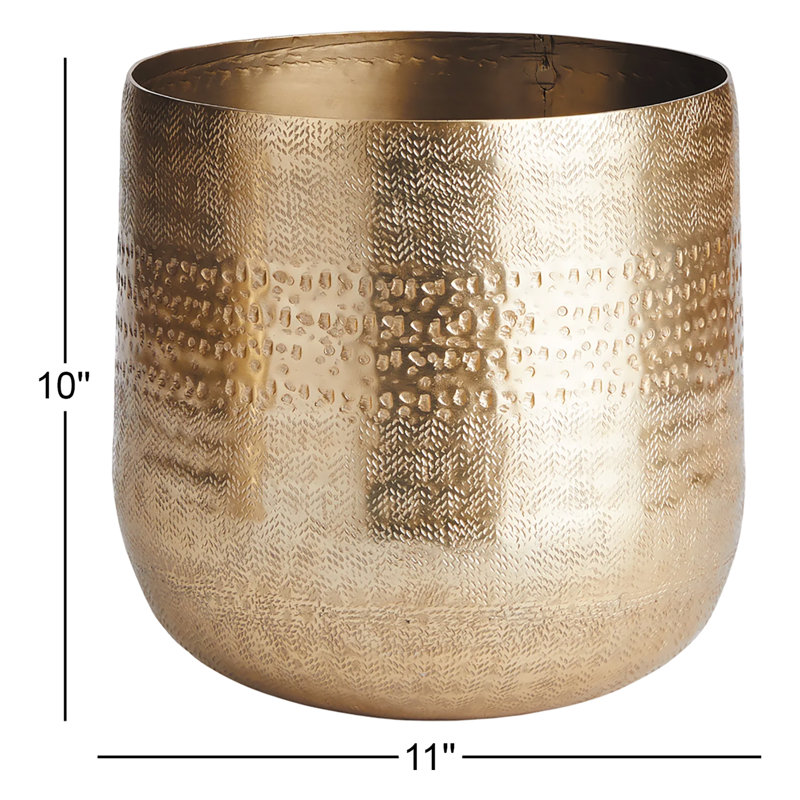 Emberlynn Metal Planter, Gold, 10" H x 11" W x 11" D