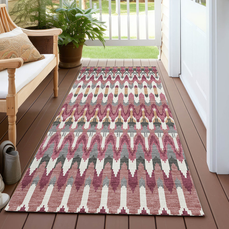 Malek Washable Abstract Indoor / Outdoor Rug, Runner 2'3" x 7'6"