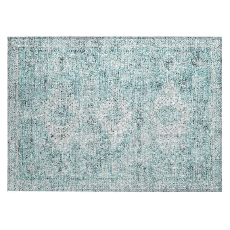 Machine Washable Indoor/Outdoor Chantille ACN2809 Global Rug, 1'8" x 2'6", Turquoise