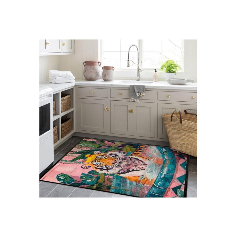 Tapis décoratif tissé à motif de piscine Northern Collection, Sous-tapis rectangulaire de 3 pi 3 po x 4 pi 11 po