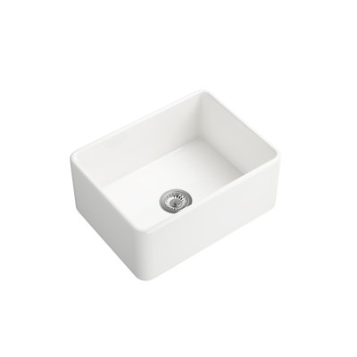 Évier de cuisine blanc de style évier à tablier profond encastré