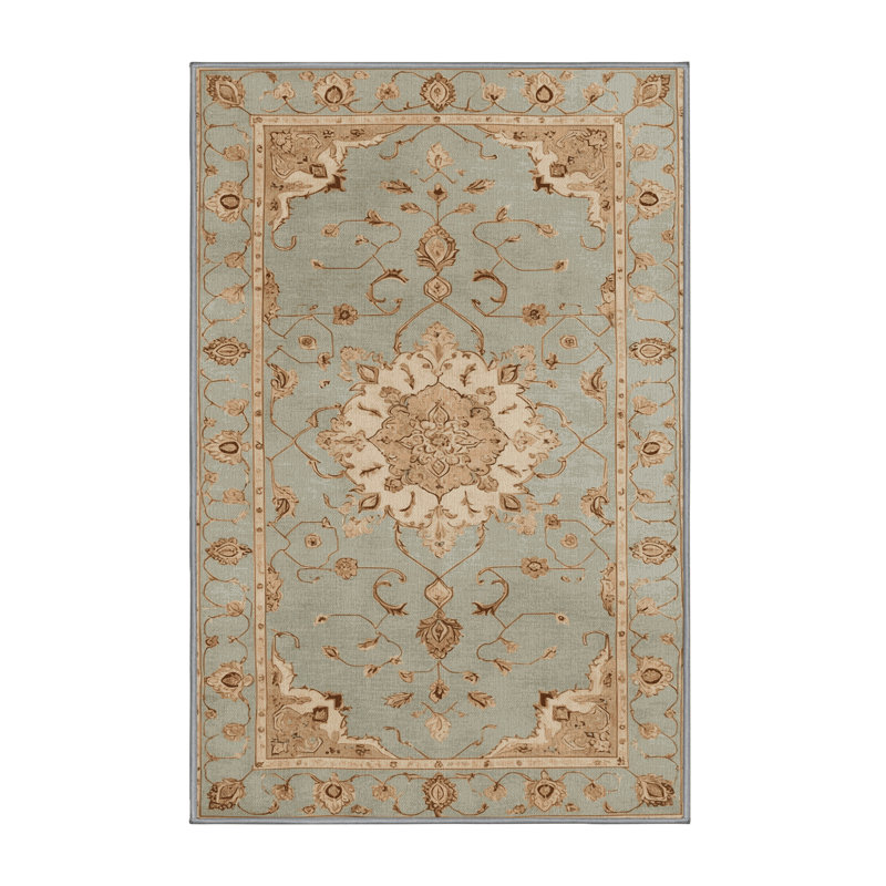 Machine Washable Tabriz Brown Area Rug, Runner 2' x 5'