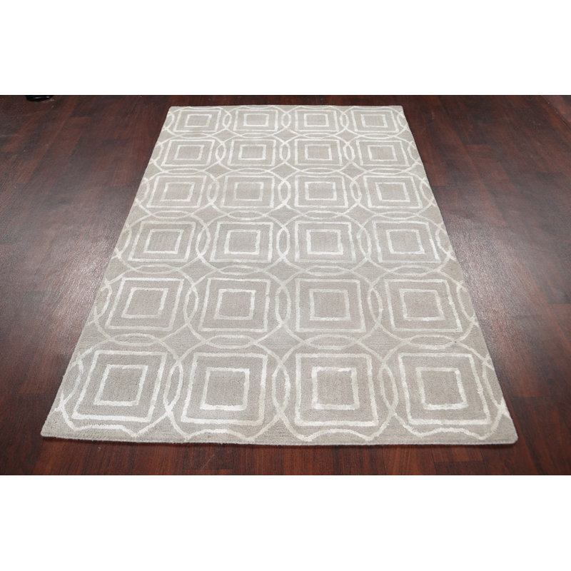 Tapis gris en laine / soie touffeté à la main Jeanice