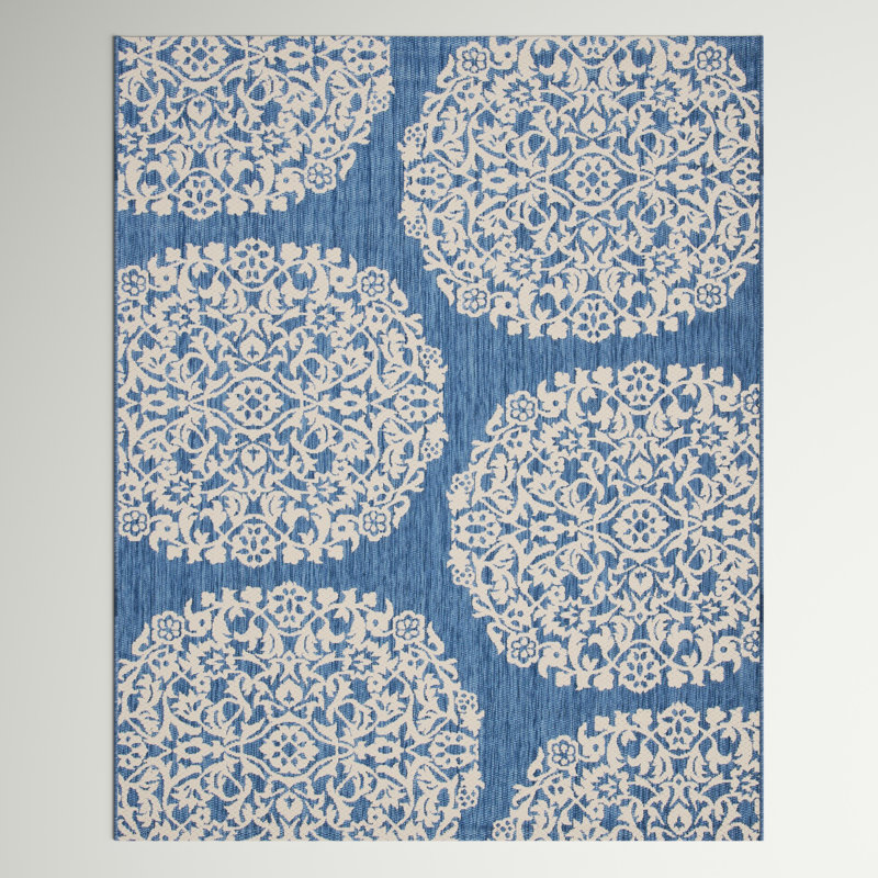 Holms Performance Damask Indoor/Outdoor Area Rug, Rectangle 9' x 12'