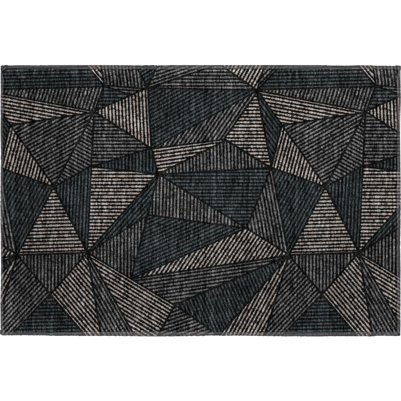 Premium Machine Washable Cerrito Black Rug, Rectangle 1'8" x 2'6"