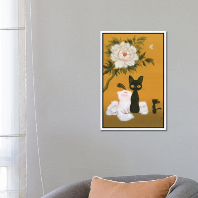 Cats And Peony by Martin Hsu - Painting on Canvas