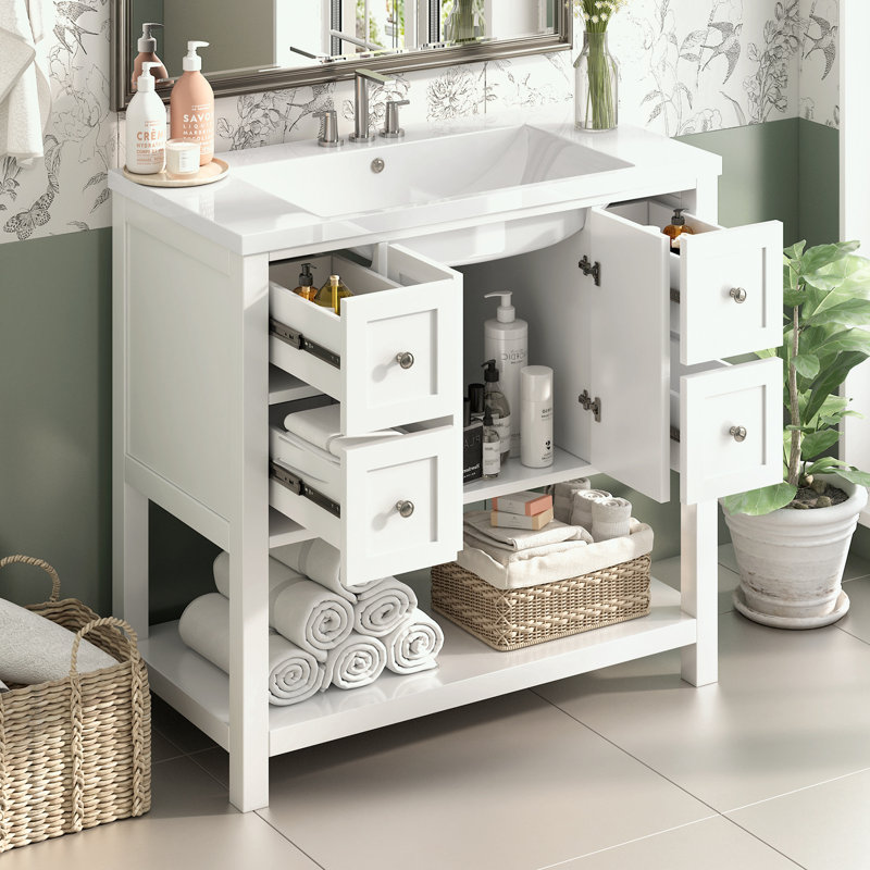 Rangement pour salle de bain Pollark, Blanc