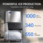 Machine à glaçons 30,12 po avec 1000 lb Production quotidienne de glace, 550 lb Capacité de rangement, 340 PCS par cycle et épaisseur de glace réglable