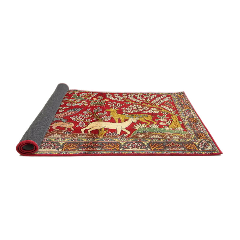 Tapis traditionnel rouge / vert Clendon, Rond 6 pi