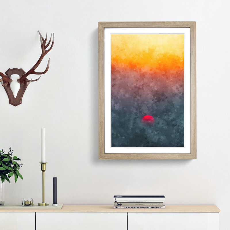 Sunset in Portugal - Framed Print, 87cm H x 62cm W x 2cm D, Oak Framed