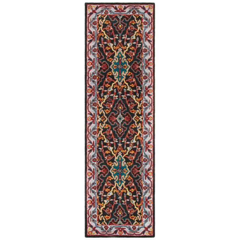Tapis oriental en laine touffeté à la main Wahcheechee, Tapis de couloir 2 pi 3 po x 8 pi