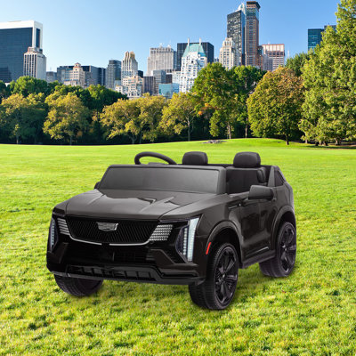 24V Licensed Cadillac Kids Ride On Car, Battery Powered Electric Ride-On Toy Vehicle with Parent Remote Control, Spring Suspension, LED Lights & Music, Black