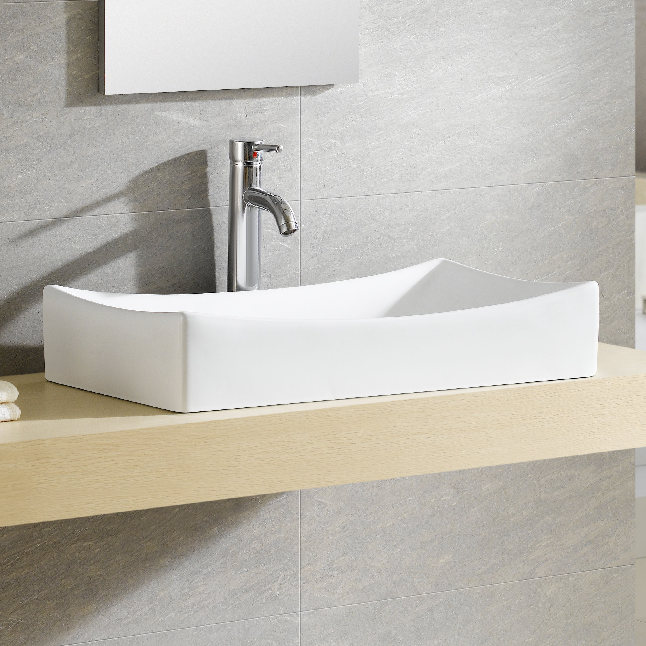 Fine Fixtures Modern Ceramic Rectangular Vessel Bathroom Sink & Reviews ...