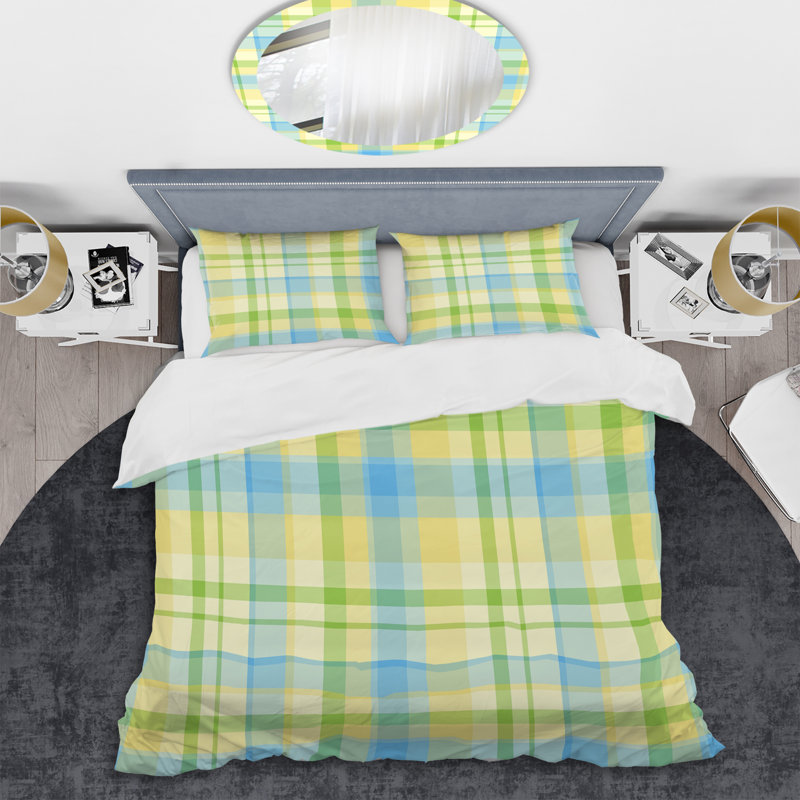 Ensemble de housse de couette en microfibre jaune / vert 3 pièces