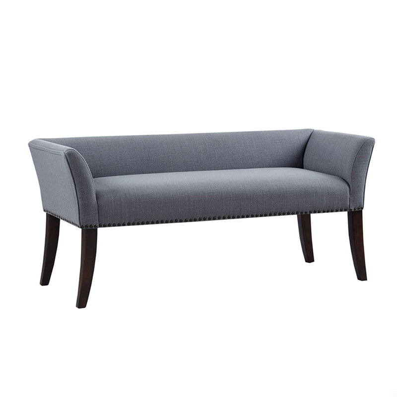 Dalice Upholstered Bench, Slate Blue, Black