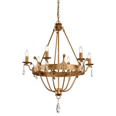 Augill 6 - Light Waggon Wheel Chandelier