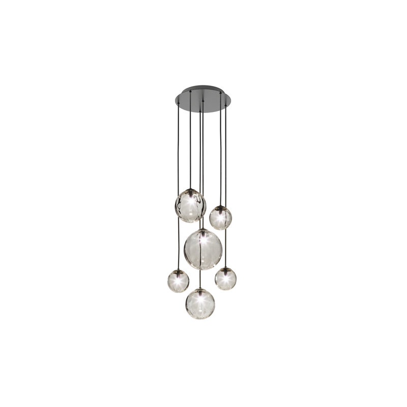 Puppet 6 - Light Pendant, Matte Black, Smoky Transparent