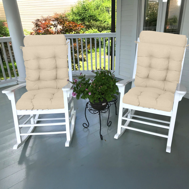Outdoor High Back Chair Cushion Set, Khaki