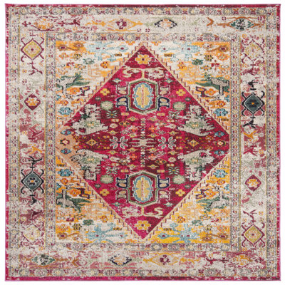 Hertzler Southwestern Wool Fuchsia/Light Gray Area Rug