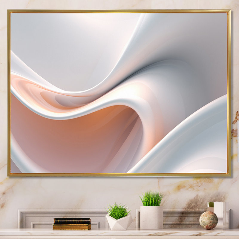 «Orange Blue Fractal Ripples VII», reproduction sur toile, H 24 po x l 32 po, Cadre flottant doré