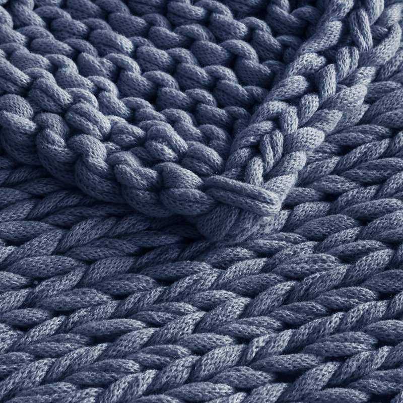 Gracie Mills Huffman Artisan Double-Knit Throw, Charcoal