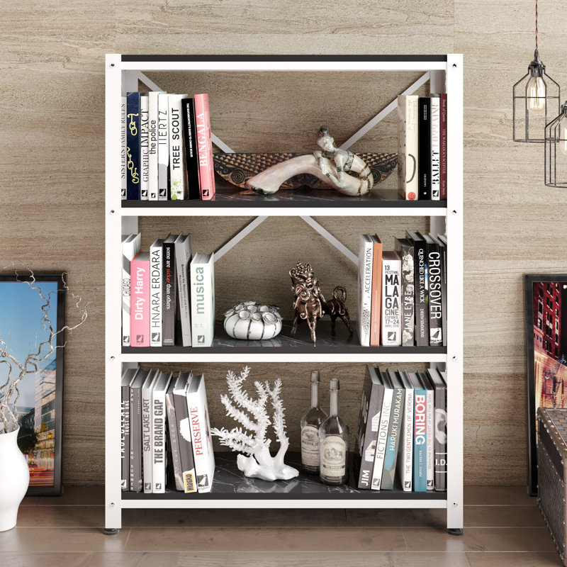121.92cm H x 91.44cm W Steel Etagere Bookcase, Bendire/White