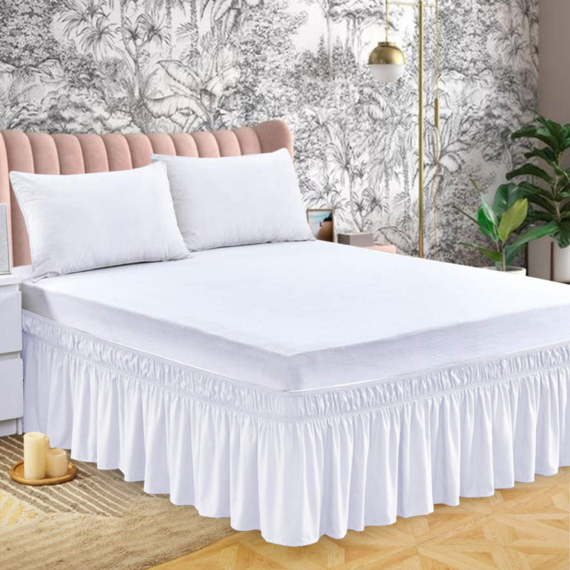 Bel Tailored Wrap Around Bed Skirt, White, Single (3')