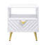 Table de bout avec aspect blanc ultrabrillant, tiroir de rangement simple, pieds en métal, motif ondulé, rangement ouvert à glissière latérale à extension de 2/3 po, matériau, profondeur de produit 20 po, largeur 17 po, hauteur de l 22 po, 1 pièce principale