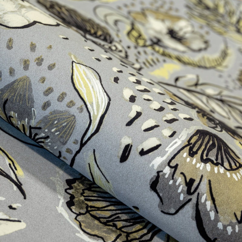 Pepper Embossed Wild Flower Felice Wallpaper Roll, Silver