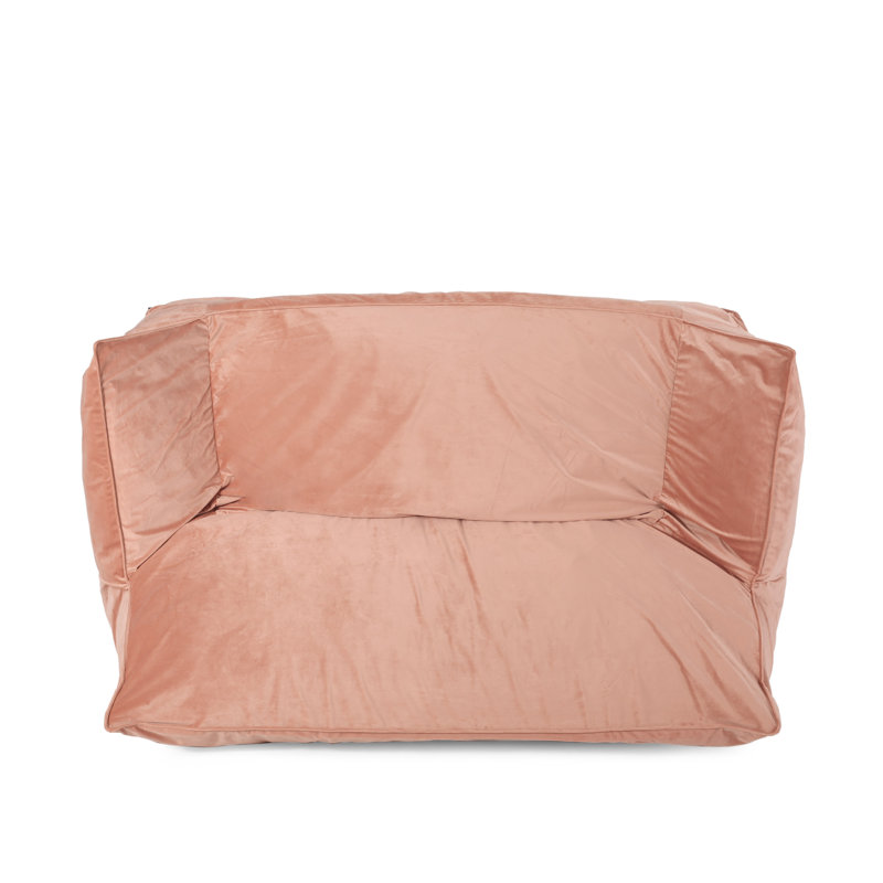 Grand canapé à billes en velours, Velours rose, H 30 po x l 40 po x P 40 po