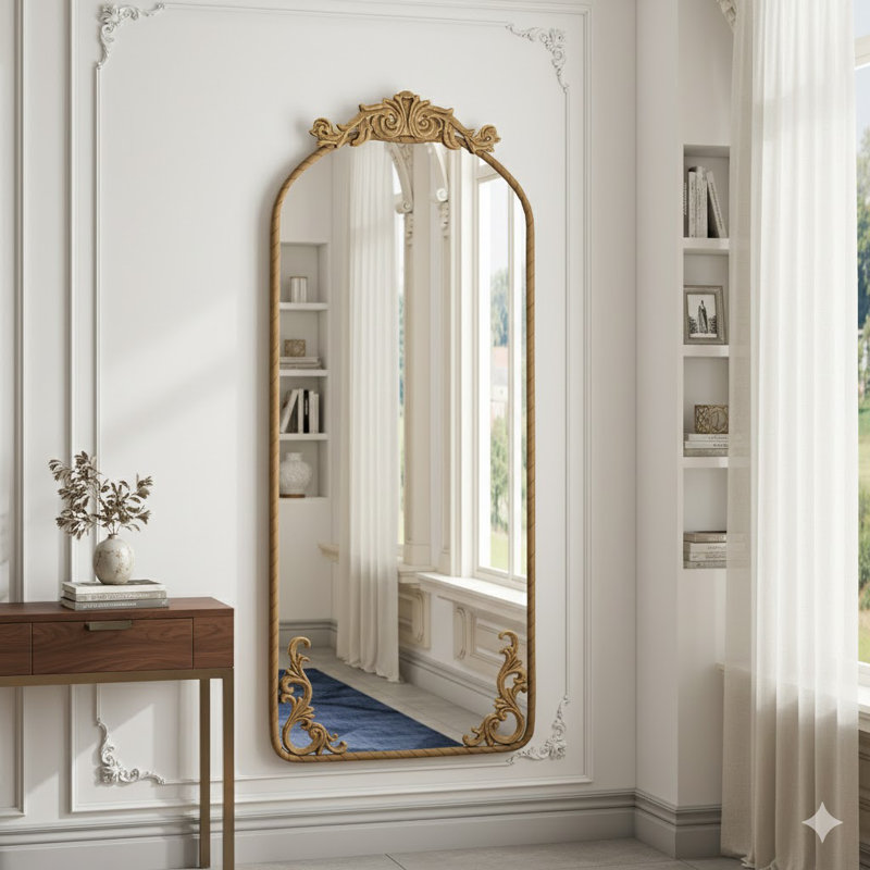 Miroir mural suspendu, Bronze