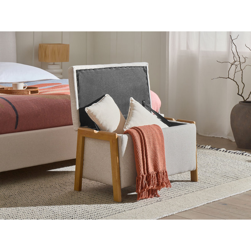 EDLAND Upholstered Storage Bench, Beige