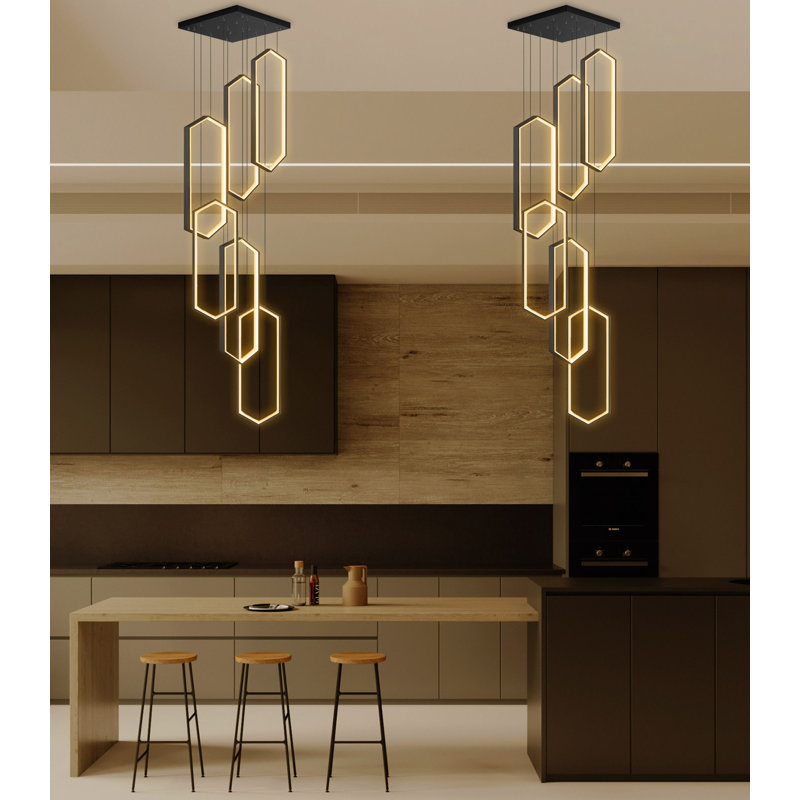 6 - Light Glam Dimmable Linear Chandelier, Matte Black