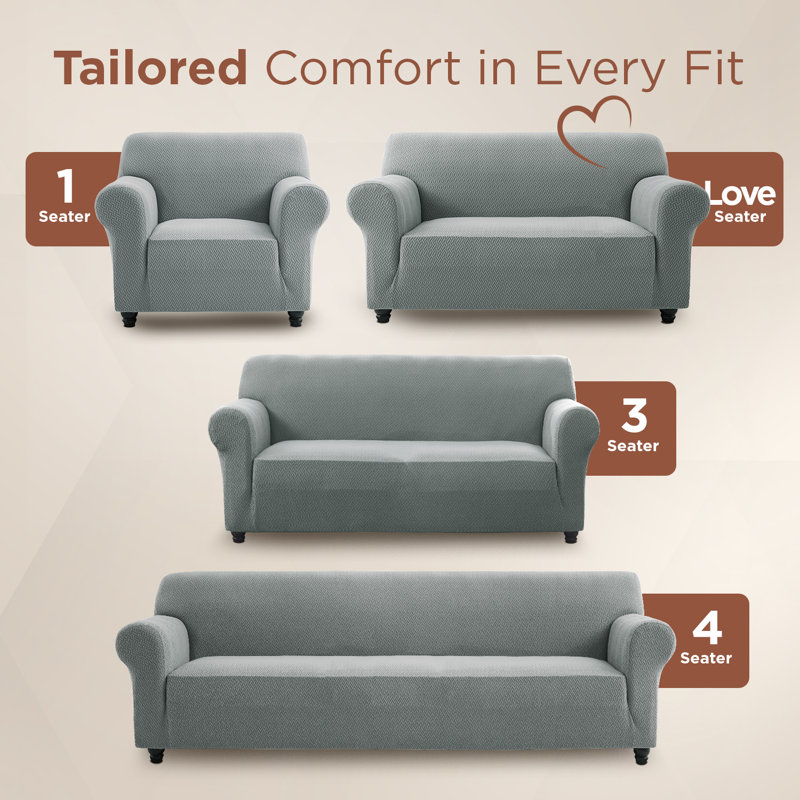 Premium Stretch Spandex Sofa Cover - Durable, Stylish & Easy-Fit Slipcover, 179cm H x 320cm W - (4 Seater), Grey