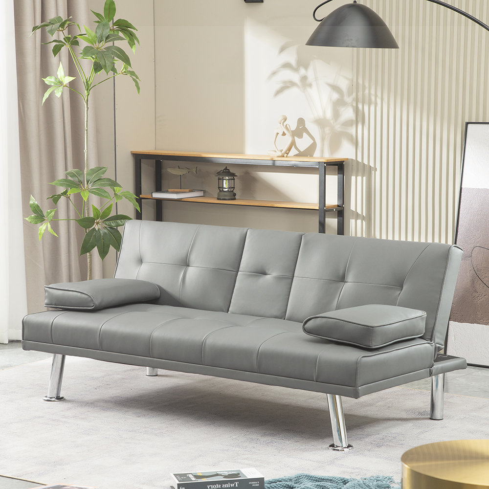 Ebern Designs Ingemar 66.53'' Faux Leather Sleeper Sofa Wayfair