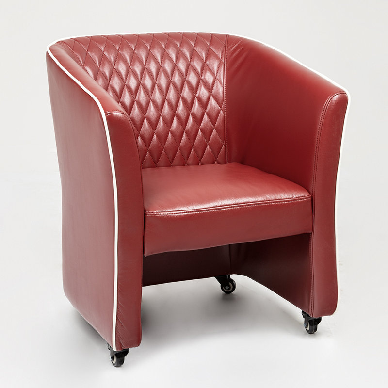 Fauteuil club Nitya, Simili cuir rouge
