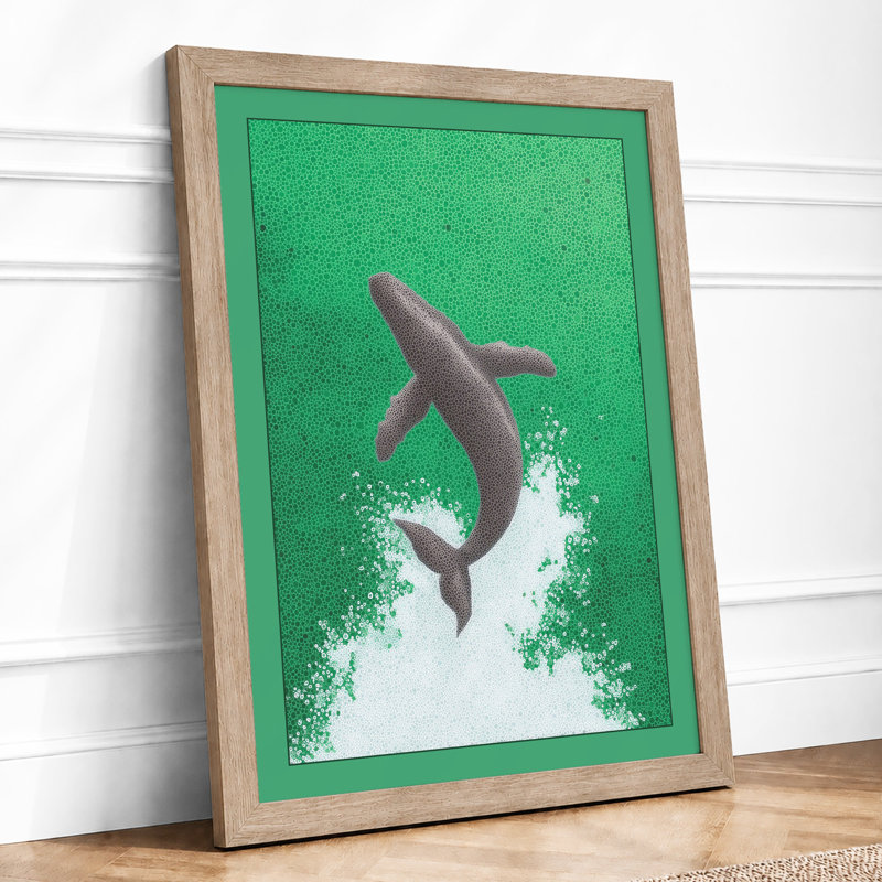 Leaping Dolphin Coastal - Print, A3 - 42.0 x 29.7 cm, Oak